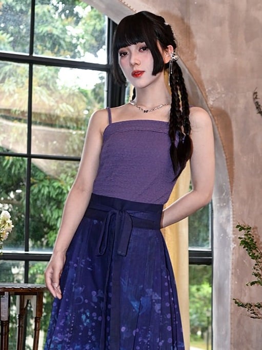 Chinese-Style Purple Camisole Top - Quirky Hut