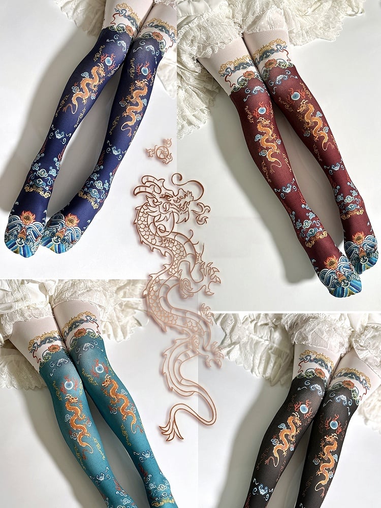 5 Han Dragon Tights Colors Robe Lolita Print
