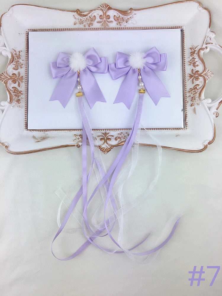 Bow of (Set with Hair Ribbons 2 Detachable Clips Fluffy
