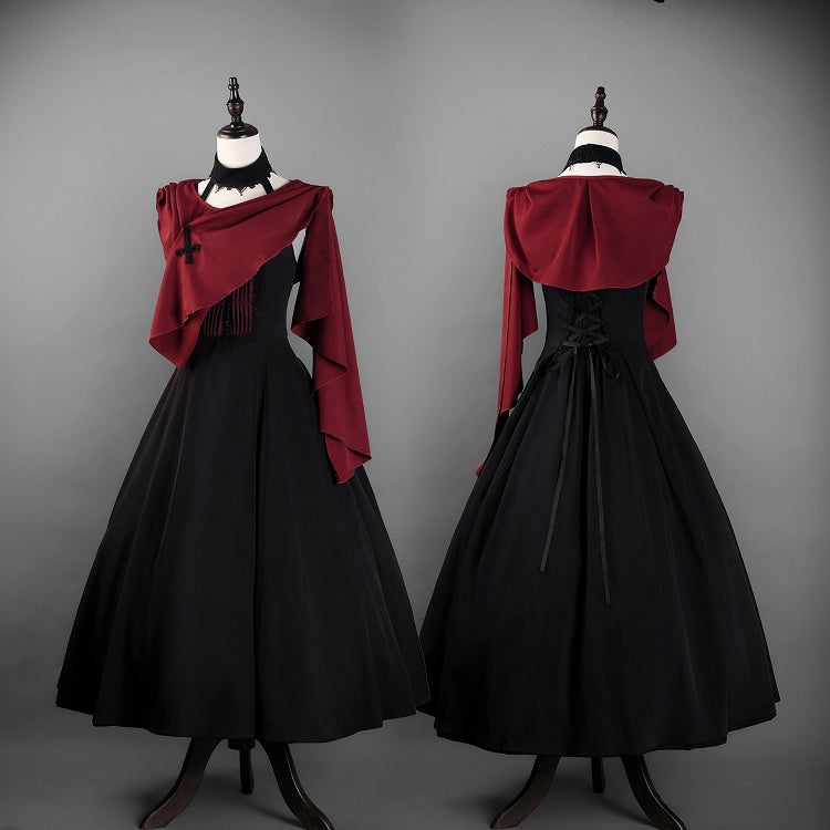 Red Gothic Nun Lolita Shawl