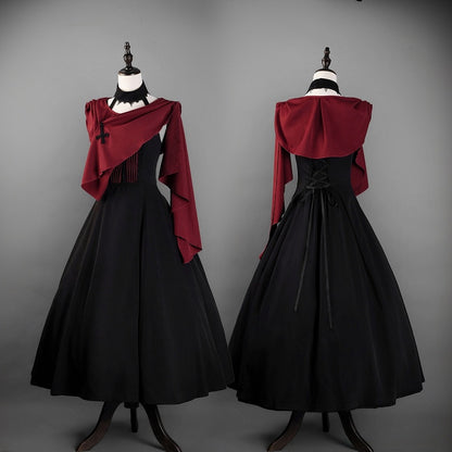 Red Gothic Nun Lolita Shawl