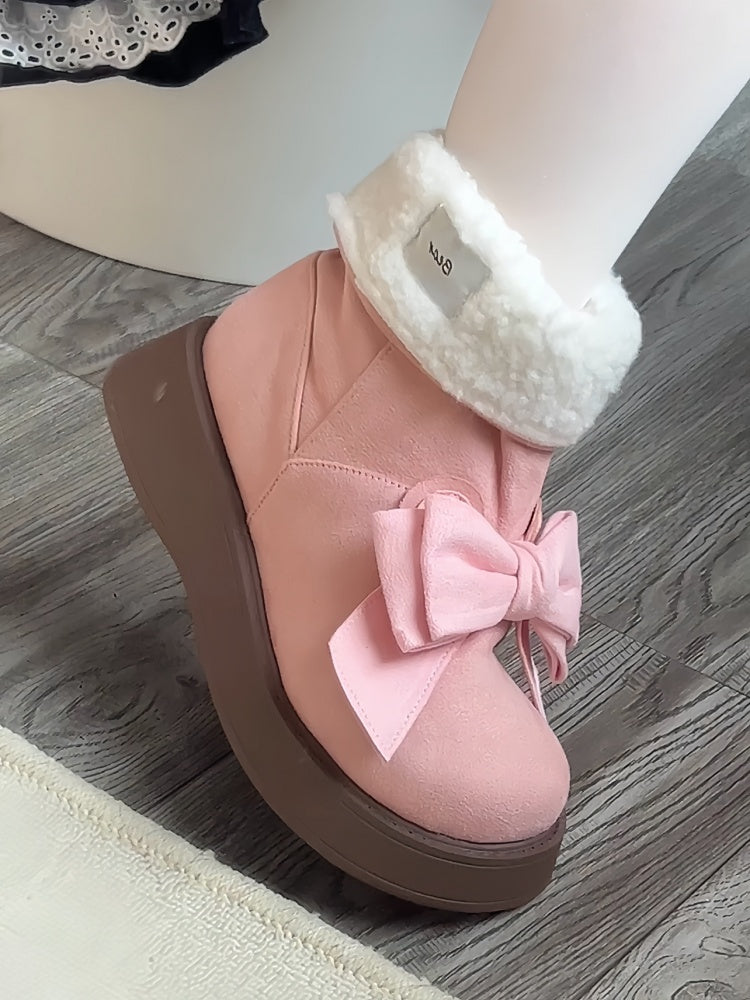 Rosa Ugg-Stiefel mit Schleife und Hasenohren-Design
