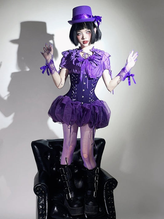 Shorts mit hoher Lolita-Taille, Gothic-Superkorsett, Lila