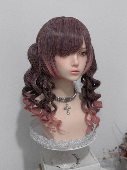 30 cm mit doppelten Krallenclips, Länge Roman Air Curly Ombre, 48 cm + Pony, Perücke, Pferdeschwanz, Pink