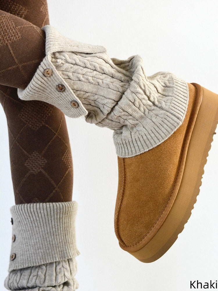 5 Colors Button Collar Split Design Leg Warmers