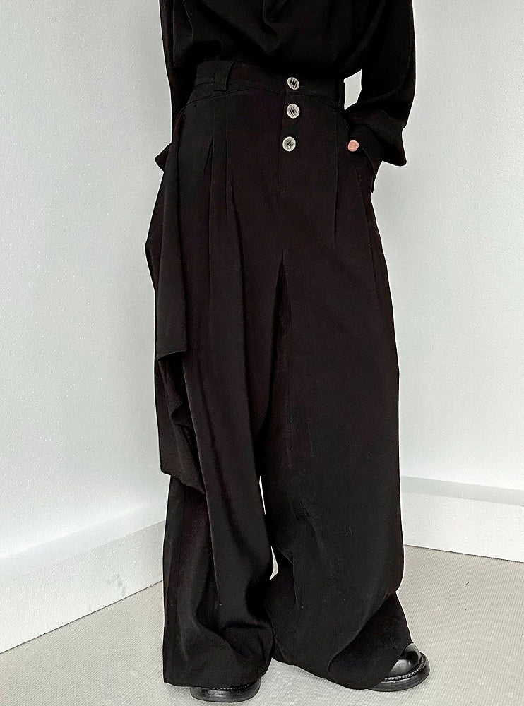 Skirt Loops Belt with Lolita Pants Panel Wide-leg Ouji Black Asymmetrical