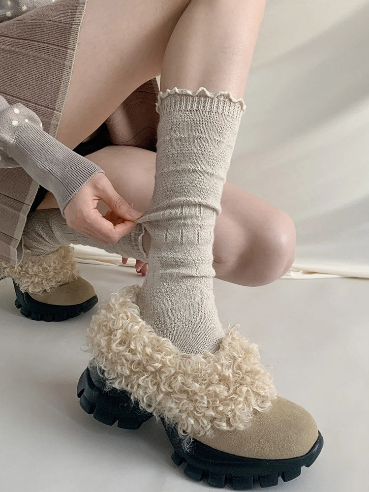Slouchy Calf Cuff Socks Frilled