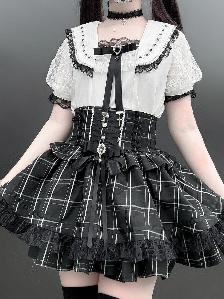 White Landmine Sailor Blouse with Choker Set - Virtual Paradise