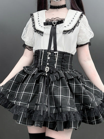White Landmine Sailor Blouse with Choker Set - Virtual Paradise
