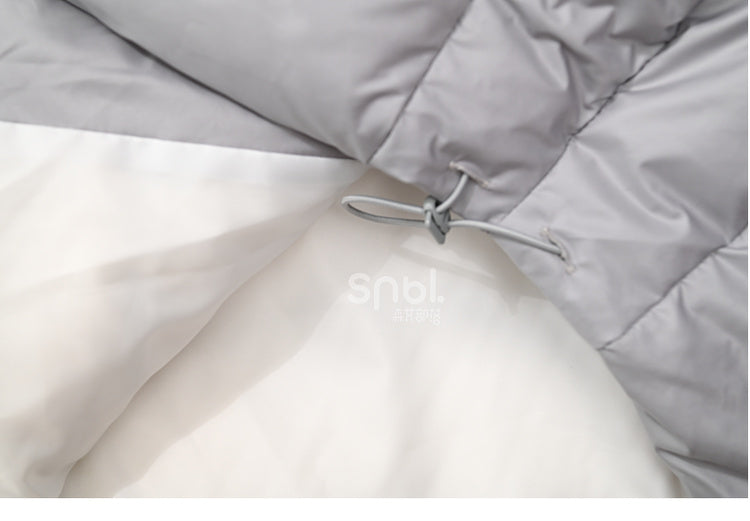 Cute Raccoon Plush Hood Grey Hooded Down Jacket