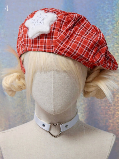 Star Hat 4 Plaid Options Pattern Beret Red Design