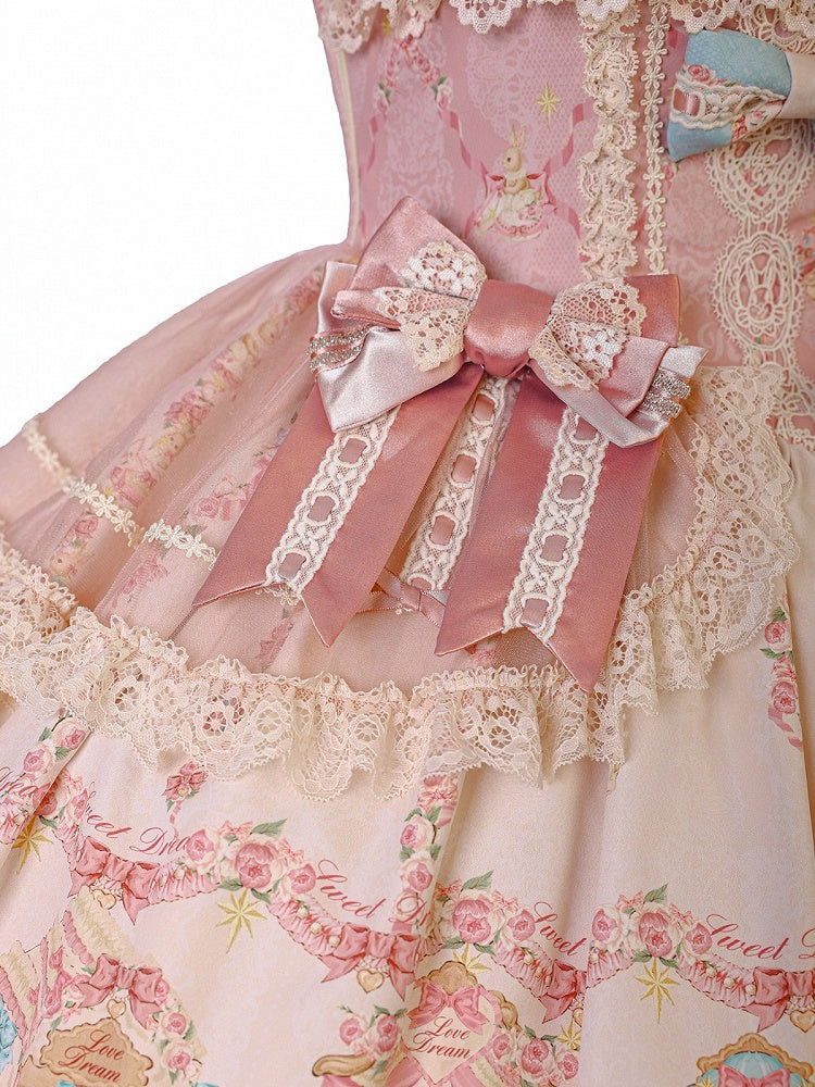 Doll Toy Bed Theme JSK Dress in Pretty Pink with Bow Accents - Alice Girl
