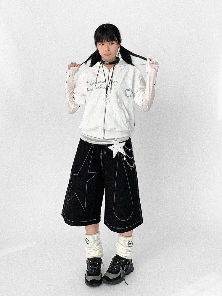 Black Star & Raindrop Line Wide-Leg Pants - innomoood innomoood | LilyVow