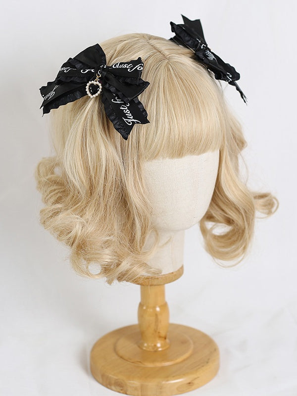 A Pair Letter Bowknot of Jirai 5 Colors Hairclips Ribbon Kei