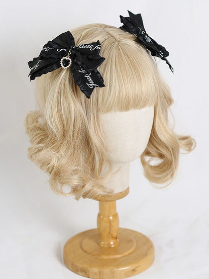 A Pair Letter Bowknot of Jirai 5 Colors Hairclips Ribbon Kei