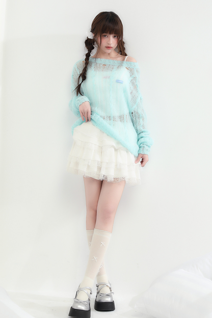 Rock Flare Weiß Süße Spitze