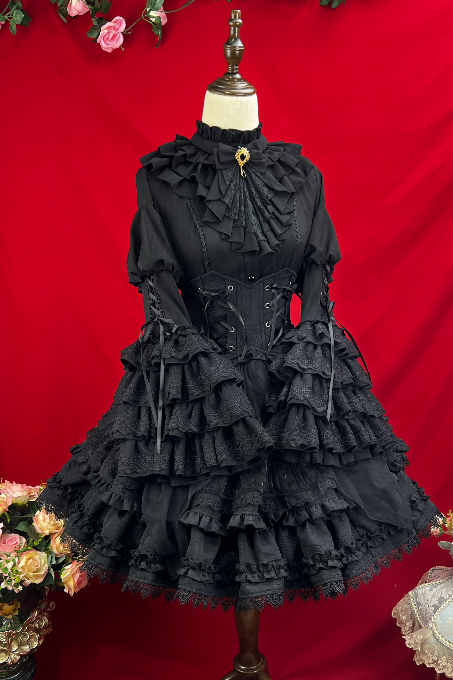 グッドエビルロリータゴシックジーシャツ＋フレアスカート＋ウエストベルト