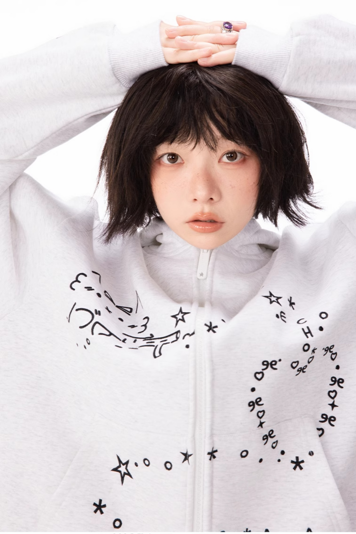 コンピューターレッグ + ストレートフード付きスウェットパンツ ボアパーカー