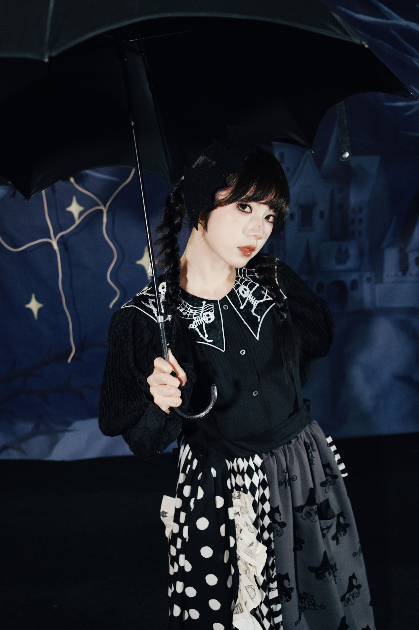 クロップドスリーブ スパイダーカラー パフトップ