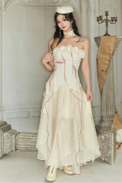 ビスチェ + クラッシュヘビーローズスカート