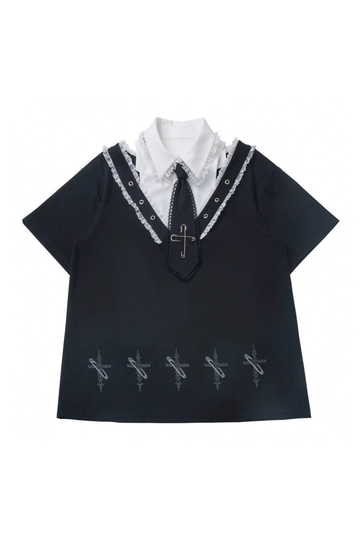 Lockere Hose, Oberteil mit Rüschen, Kapuze + Beinwärmer, Halbkleid Nektor