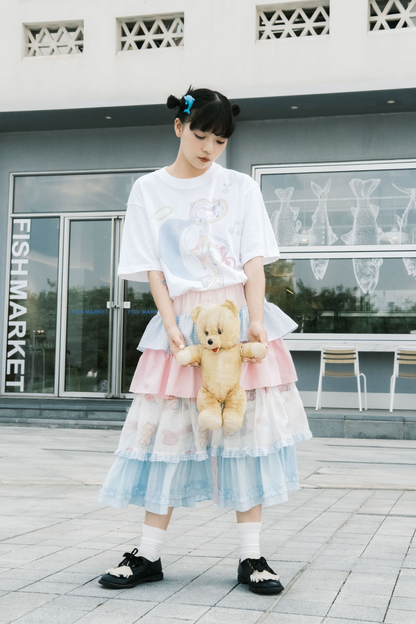 カラフルに揺れるフリルタワースカート