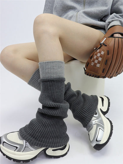 5 Mid-calf Design Colors Colorblock Knit Leg Warmers