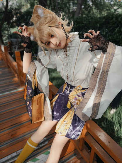 Yellow & Purple High-Waist Checked Bloomer - Neoludwig
