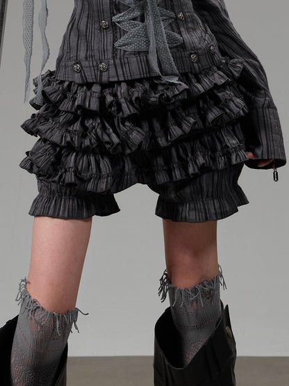 Dark Gray Multi-Layer Ruffle Bloomers - Blazed Field
