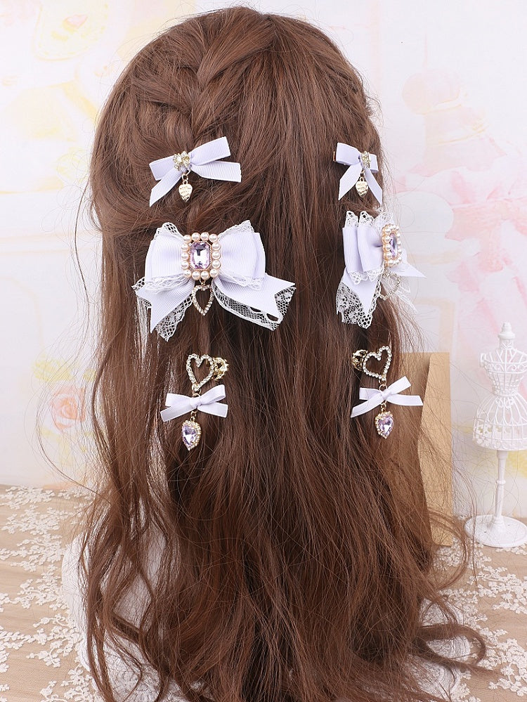 Bowknot Kei Color 6 Rhinestone Options Hairclip Jirai Lace