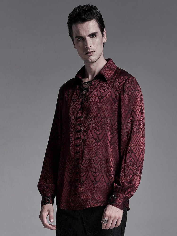 Men's Shirt Red Gothic Jacquard