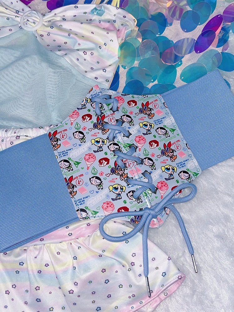 Corset Girls Powerpuff Pink/Blue PU Y2K