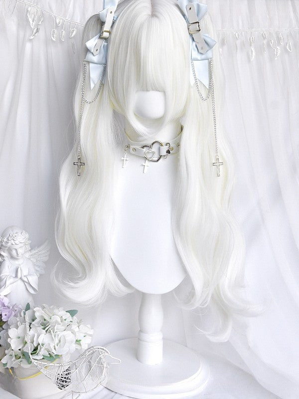 Claw White 62CM Double Length Wavy Ponytail Clips