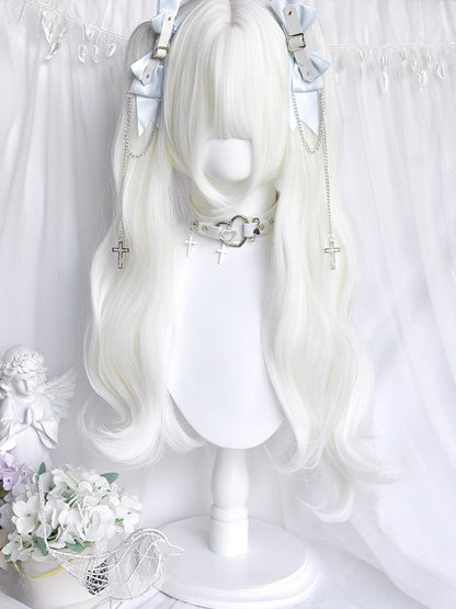 Claw White 62CM Double Length Wavy Ponytail Clips