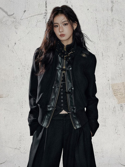 Jacket Closure Black Zip Toggle - Mock Neck Vintage