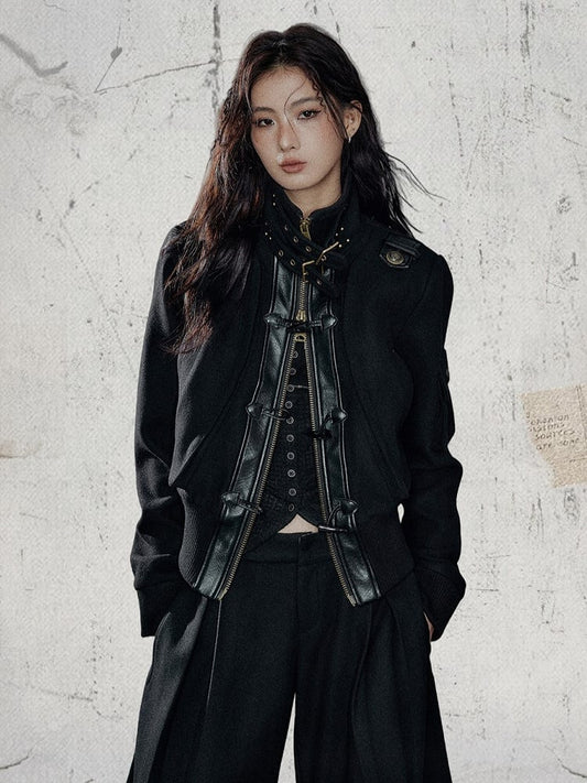 Jacket Closure Black Zip Toggle - Mock Neck Vintage