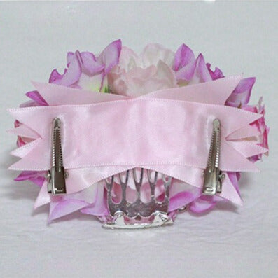 PinkPurple Design Crown Floral Ear Hairclips Cat Decorated