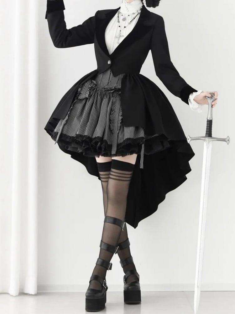 ブラック王子ファッション ゴシックロリータ テールブレザー