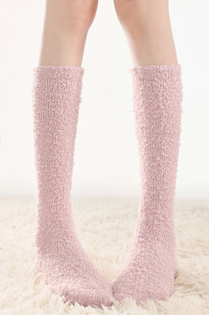 Calf 6-Color Fuzzy Socks Solid