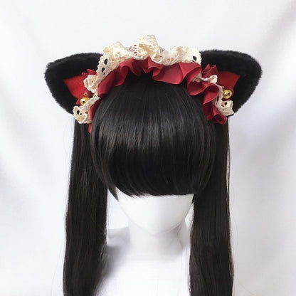 Cat Decorated Bell KC Lace Trim Ear Options 6