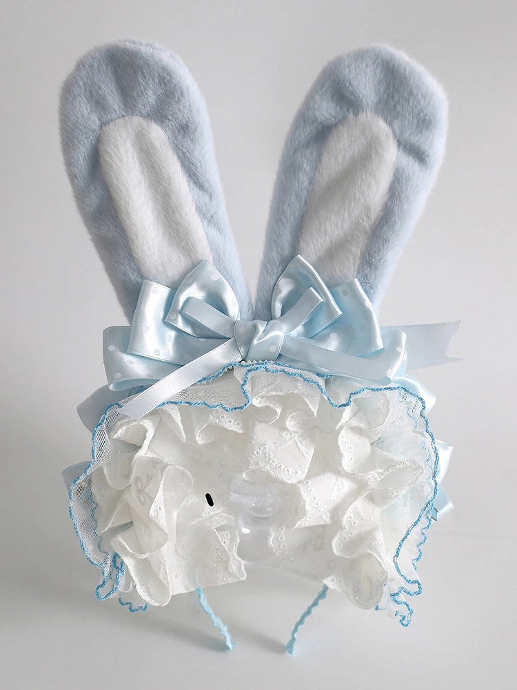 9 Colors Bunny Ear KC - Fluffy Rabbit Ears with Bow & Lace Trim