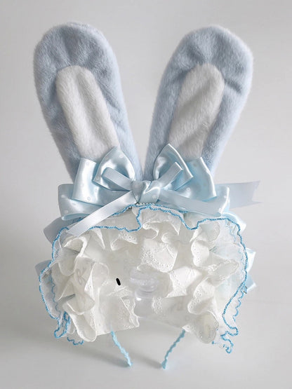 9 Colors Bunny Ear KC - Fluffy Rabbit Ears with Bow & Lace Trim
