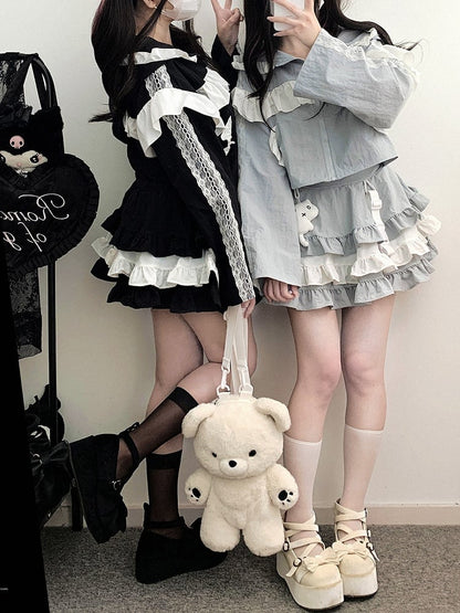 ブルージライケイテックウェアのキュートなキティ柄ティアードフリルスカート