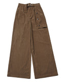 Brown Belted Straight-Leg Trousers for Fall Winter Wear - PINK SAVIOR