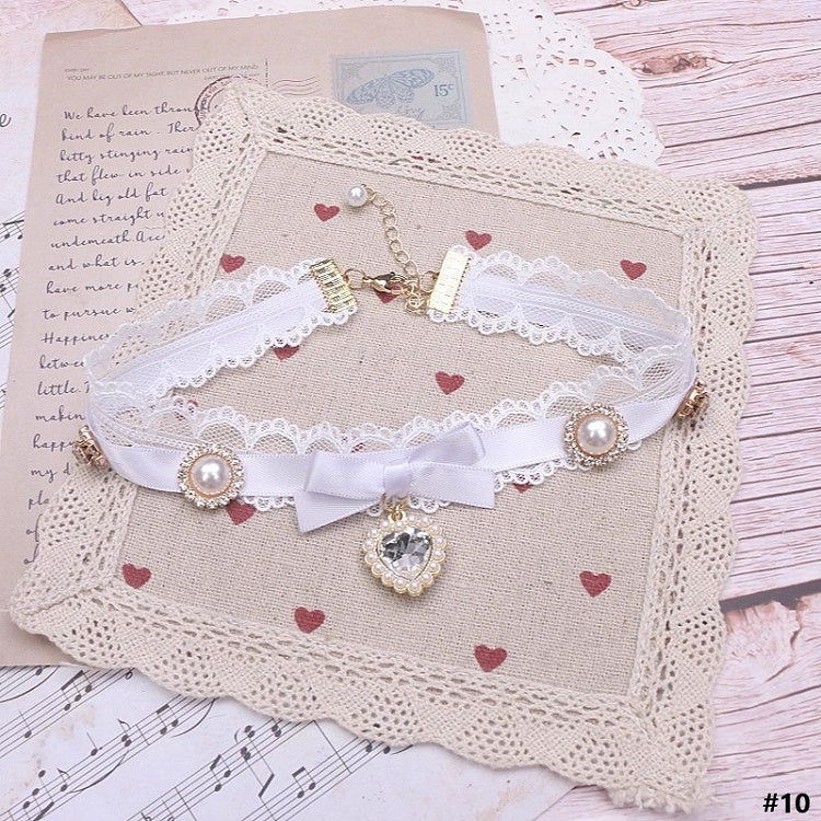 Options Bowknot Color Charm Heart Jirai Lace Kei 18 Choker