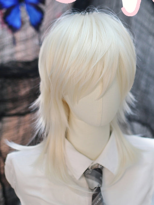 40–45 cm Ouji Länge über der Perücke Brust weiß/braun/schwarz glatt