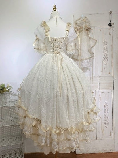 Golden Skirt High-low Corset Dress Lolita Waist with Hanayome Hime Layered