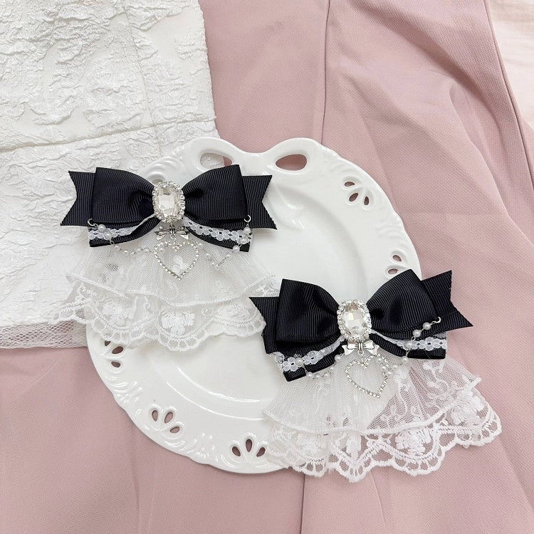 Jirai Kei Beaded with 4 Hairclips Tails Colors Lolita Twin Chain Bow