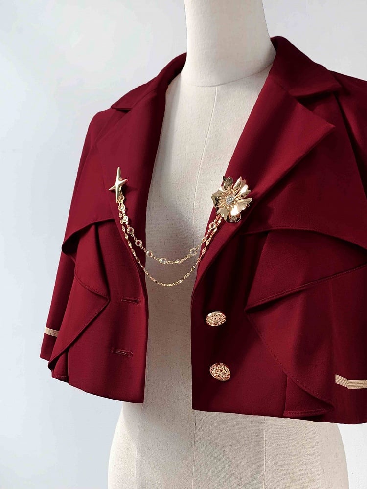 Red Ouji Blazer Collar Cape Lolita