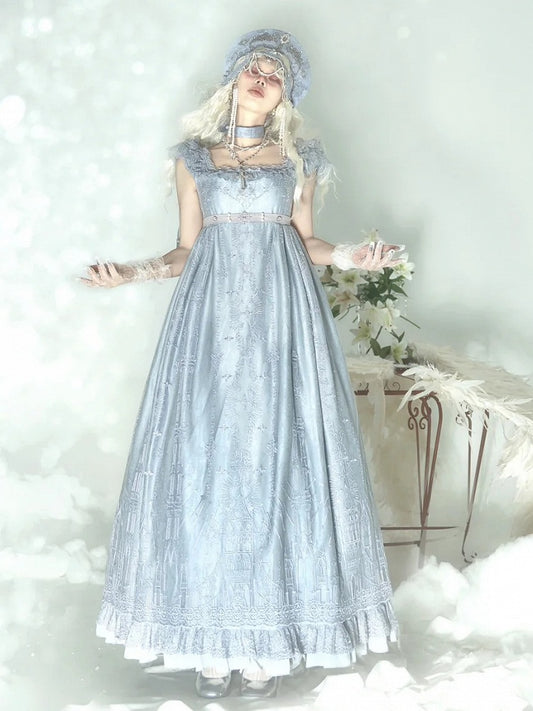 Gray Cathedral Empire Waist Dress Gothic Lolita JSK